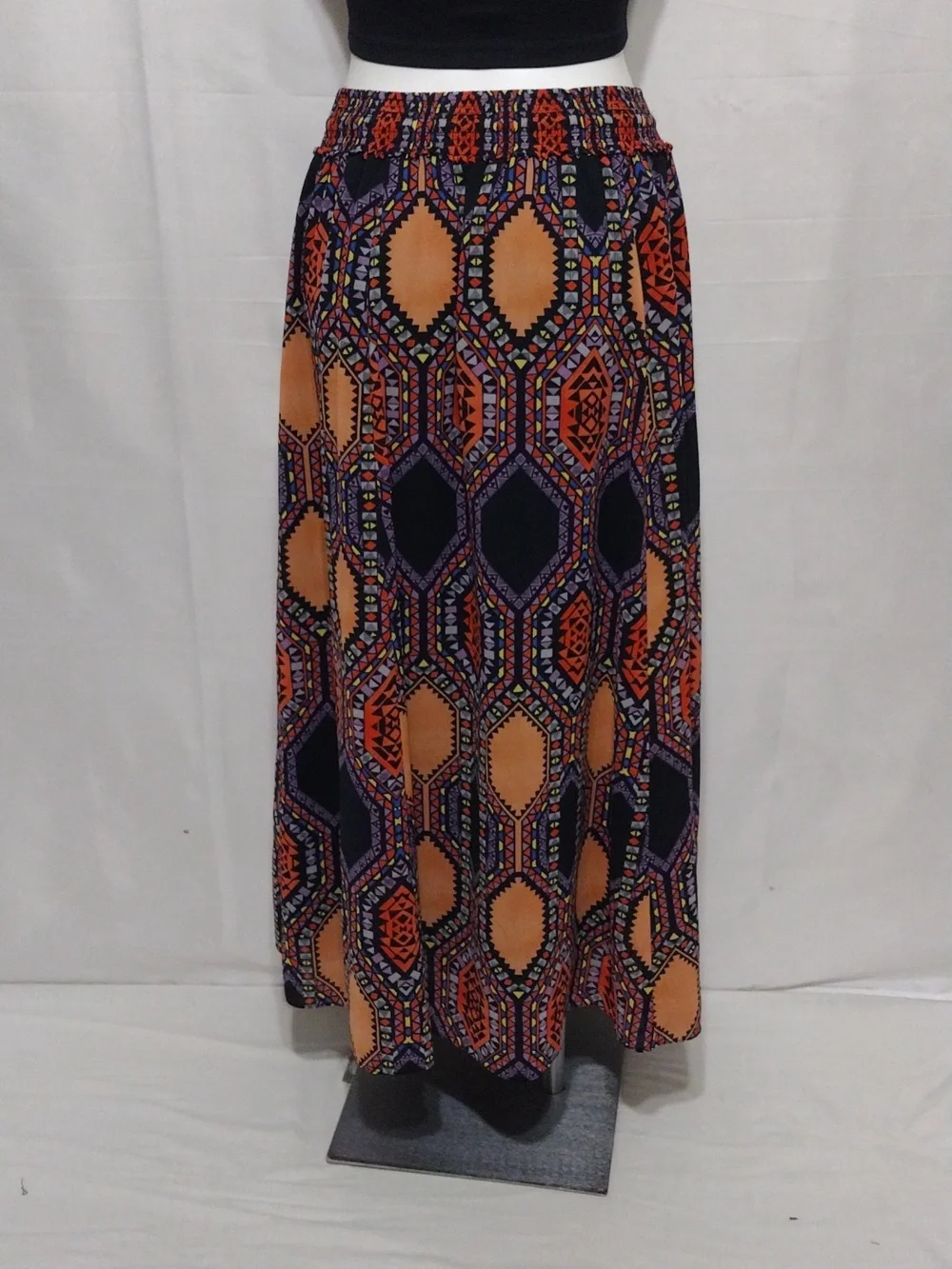 Maeve Anthropologie Boho Maxi Skirt Small Geometric Hexprint Pull On Festival